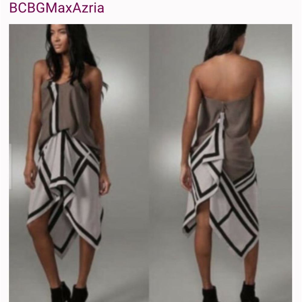 BCBG Maxazria Runway Handkerchief Dress, Gray/Taupe/Black